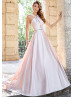 Halter Neck Rose Gold Satin Wedding Dress With Pockets